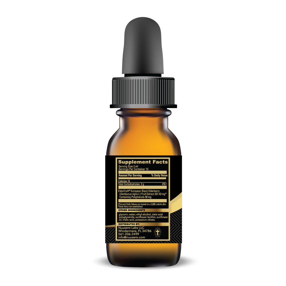 Elderberry drops for seasonal wellness supplement facts