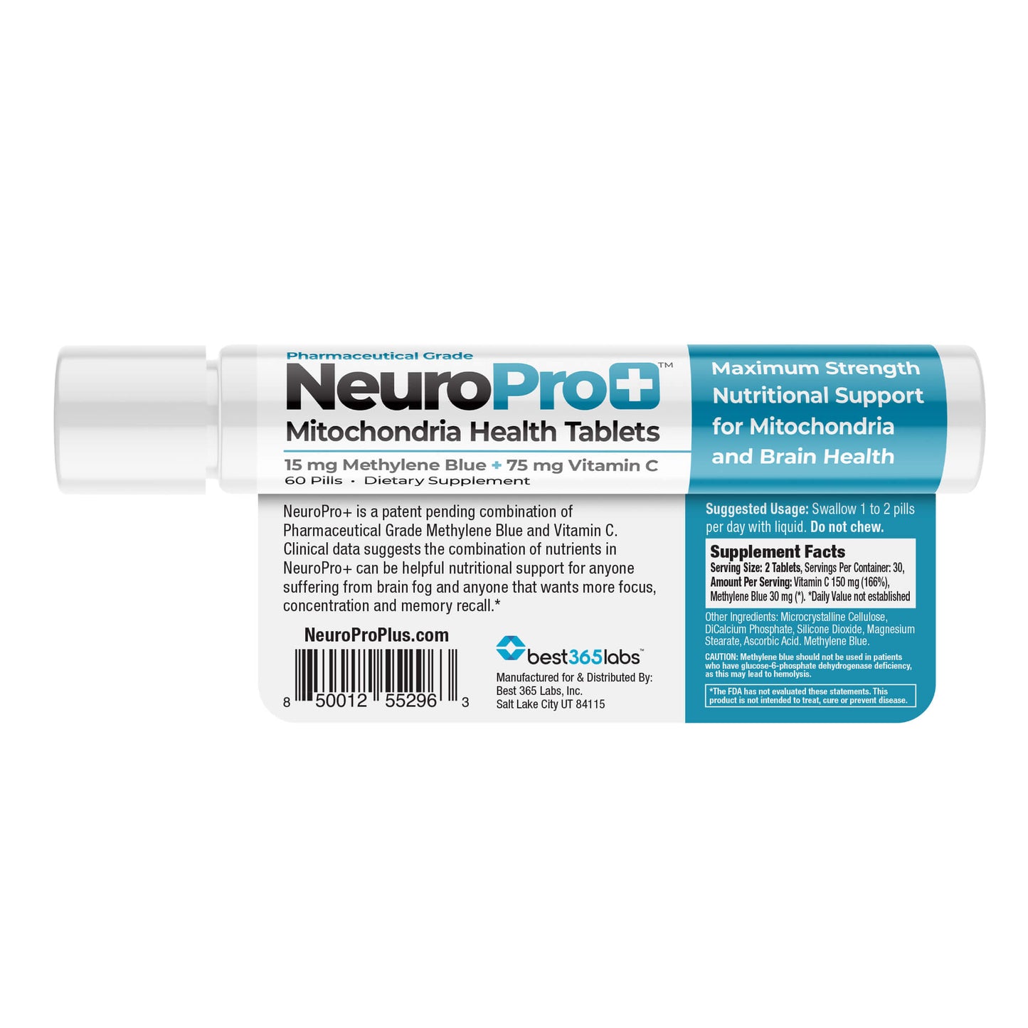 neuropro plus methylene blue bottle on side