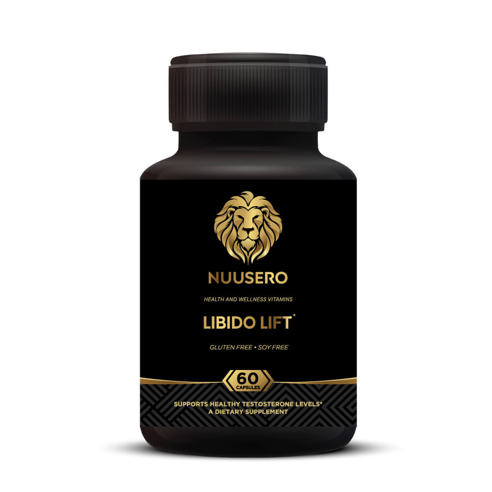 Libido Lift supplement bottle with Purified PrimaVie Shilajit and Maca Root for physical burnout and energy support.