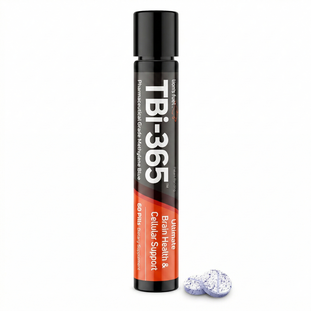 TBi-365 supplement bottle with a white background