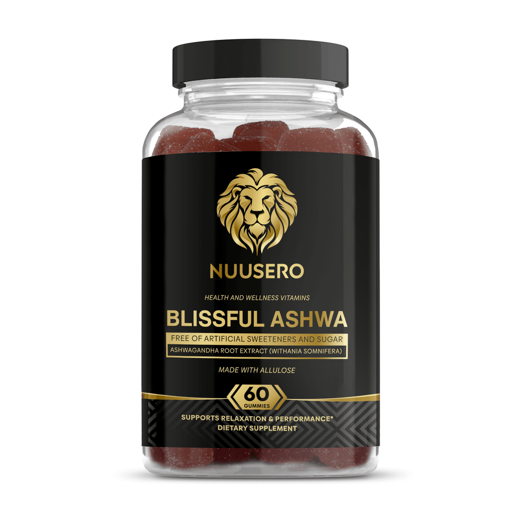 Nuusero Blissful Ashwa KSM-66 Ashwagandha Sugar-Free Gummies for Cortisol Support and Stress Management in Men and Women