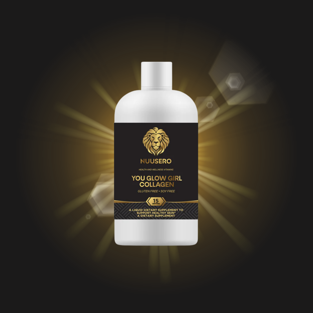 You Glow Girl Liquid Collagen:  Morikol Collagen with Hyaluronic Acid, Vitamin C, & Biotin.